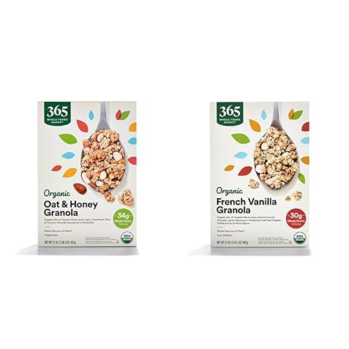 365 by Whole Foods Market Organic Granola Bundle - Oat and Honey & French Vanilla Almond, 17 Ounce (2-Pack)