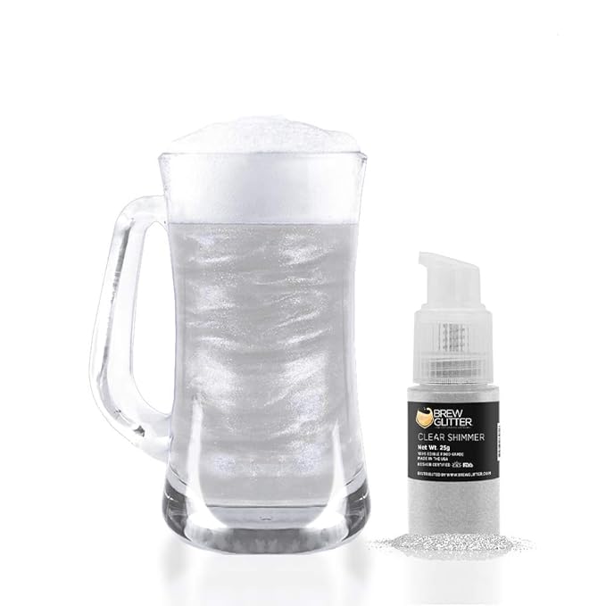 Brew Glitter - Clear Shimmer (25g Spray Pump 1x Jar) | Edible Glitter for Drinks, Cocktails, Beer, Garnish & Beverages