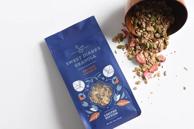 Sweet Dianeโs Granola โ Standard Size (12 oz): Organic, Low-Sugar, High-Fiber, Gluten-Free, Vegan, Delicious Breakfast and Snack Topper (Classic Size, Protein Crunch)