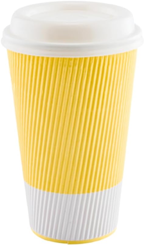 Restaurantware 16 Ounce Double Wall Disposable Coffee Cups, 500 Insulated Light Yellow Paper Tumblers with Ripple Wall Design, Lids Sold Separately for Hot Drinks like Tea, Hot Chocolate and More