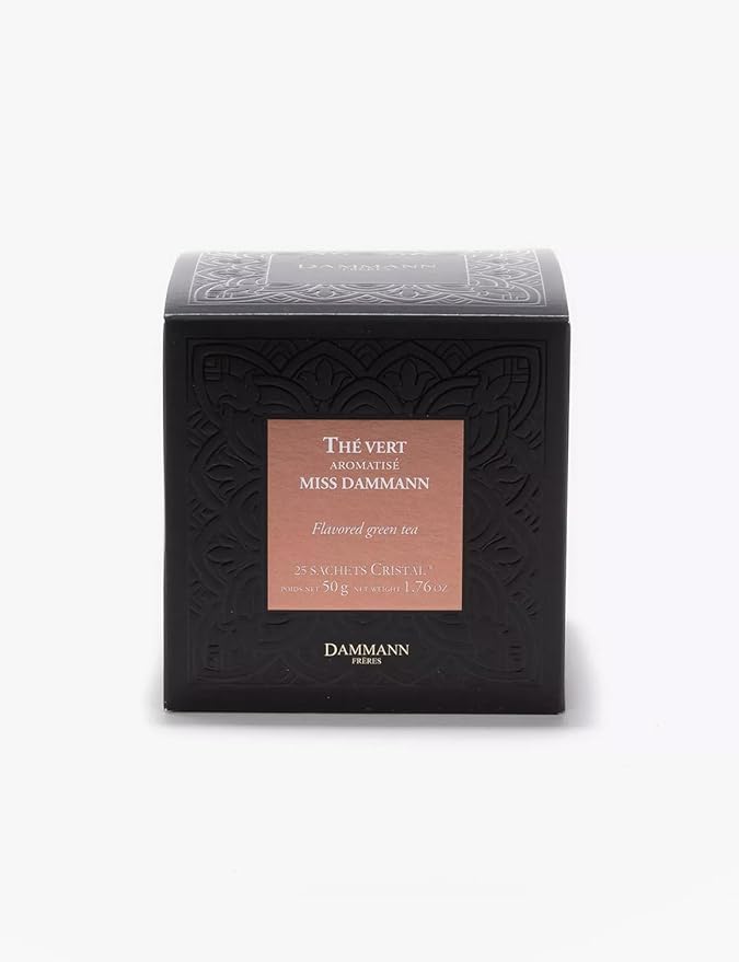 Dammann Freres Sachets, Miss Dammann Tea Bags, Premium Gourmet French Green Tea, Blend Ginger, Passion Fruit, Lime Flavors, 25 Count (Single Pack)
