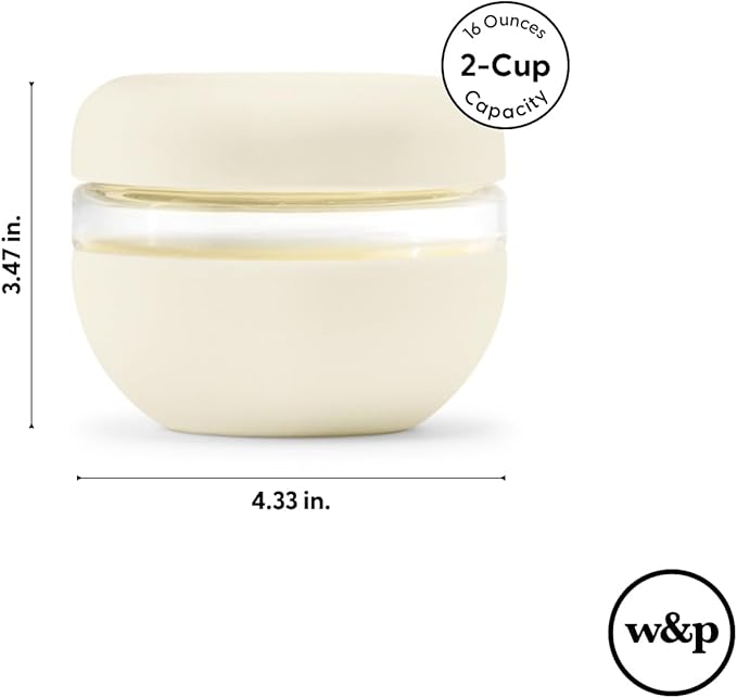 W&P Porter Seal Tight Lunch Bowl Container w/ Lid | Blush 16 Ounces | Leak & Spill Proof, Soup & Stew Food Storage, Meal Prep, Airtight, Microwave and Dishwasher Safe, BPA-Free Glass