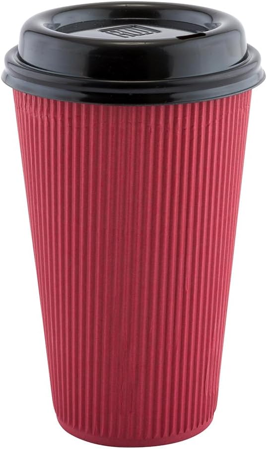 Restaurantware 12 Ounce Double Wall Disposable Coffee Cups, 500 Insulated Crimson Paper Tumblers with Rolled Rim Design, Lids Sold Separately for Hot Drinks like Tea, Hot Chocolate and More