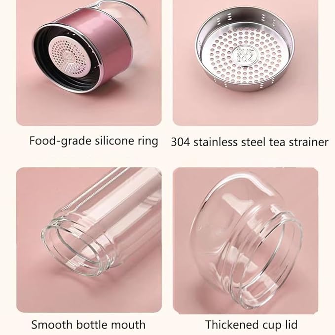 2025 New Tryteava Glass Infuser, Teava 3-In-1 Smart Tea Infuser with Cup Brush, Double-Layer Borosilicate Glass Tryteava Tea infusers Separation Cup (Black, 280ml (9.5oz))