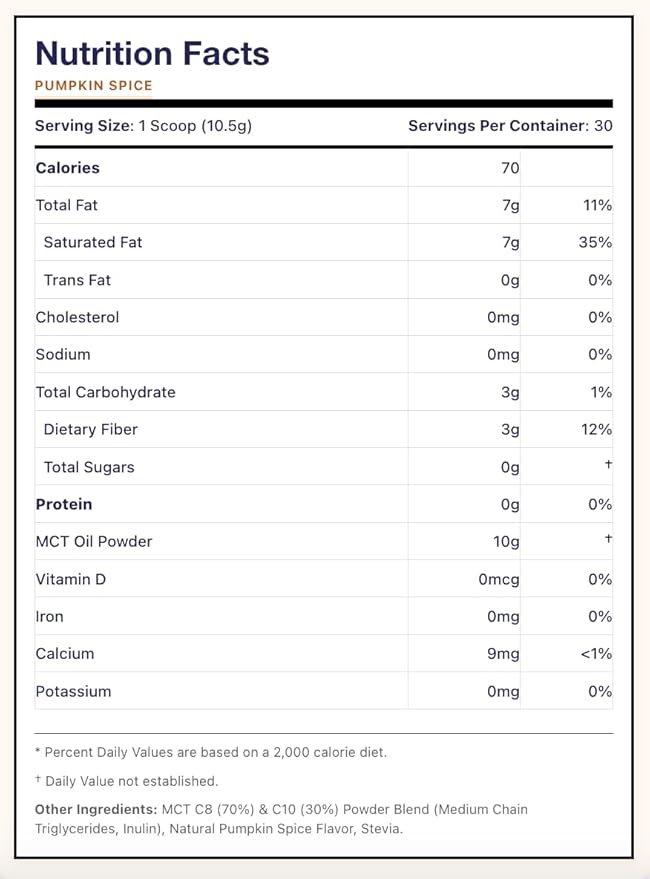 Dr. Colbert, MD MCT Oil Powder | Pumpkin Spice Flavor | by Divine Health | Recommended in The Keto Zone Diet | Alternative Coffee Creamer | 70% C8 30% C10 | 0 Net Carbs | 300 Grams