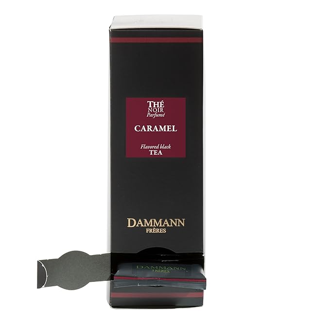 Dammann Freres Sachets, Caramel Toffee Flavored Tea Bags, Premium Gourmet French Tea, Individually Wrapped, 24 Count (Single Pack)