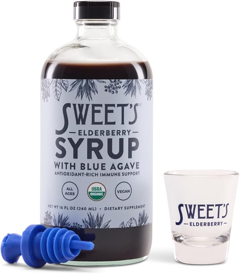 Elderberry Syrup with Blue Agave | Immune Support | USDA Organic Certified | Non-GMO | Vegan | Gluten-Free (16 oz)