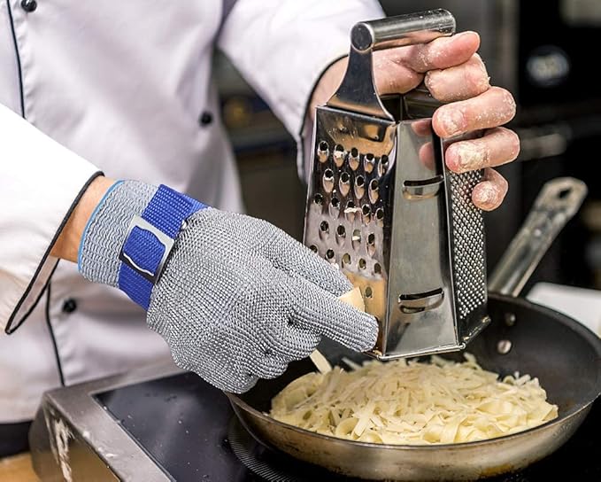 Schwer ANSI A9 Cut Resistant Glove, Food Grade Stainless Steel wire Mesh Metal Gloves, Knife Cutting Gloves for kitchen Mandoline Slicing Butcher Meat Cutting Oyster Shucking Fish Fillet(S, 1 PCS)