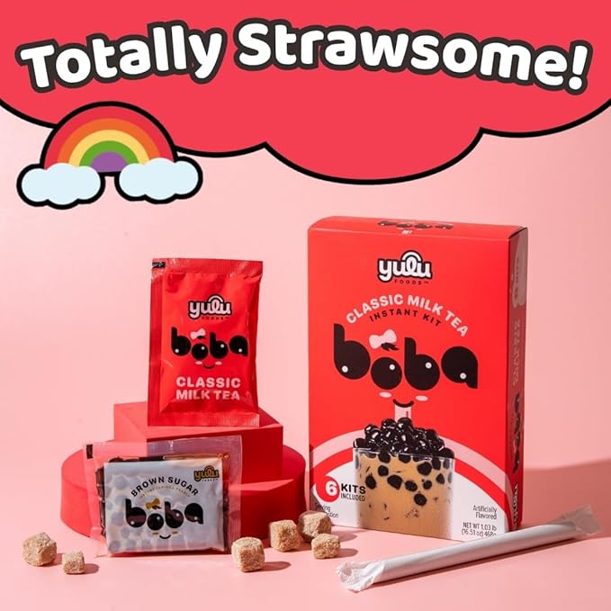 YULU FOODS Instant Bubble Pearls for Classic Milk Tea with Brown Sugar Flavor – 6 Servings