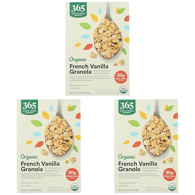 365 by Whole Foods Market, Granola French Vanilla Almond Organic, 17 Ounce (Pack of 3)