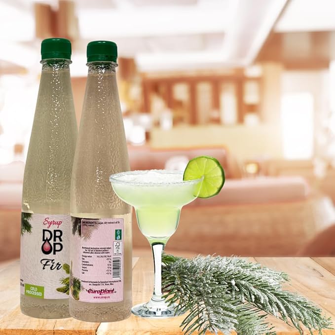 DROP Fir Syrup, Gourmet Natural Arromatic Flavors, 30% Concentrate Natural Fruit, Great for Cocktails,Lemaonades,Tea's & Desserts Toppings (16.9floz) Gluten-Free, NON-GMO