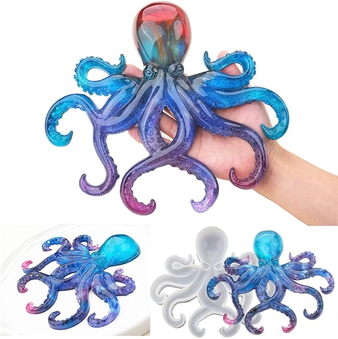 Octopus Resin Mold, Gasusen 3D Large Sea Animals Octopus Silicone Molds for Epoxy Resin Casting, Wall Hanging Ornaments, Home Decor, Halloween Christmas Gifts, DIY Craft