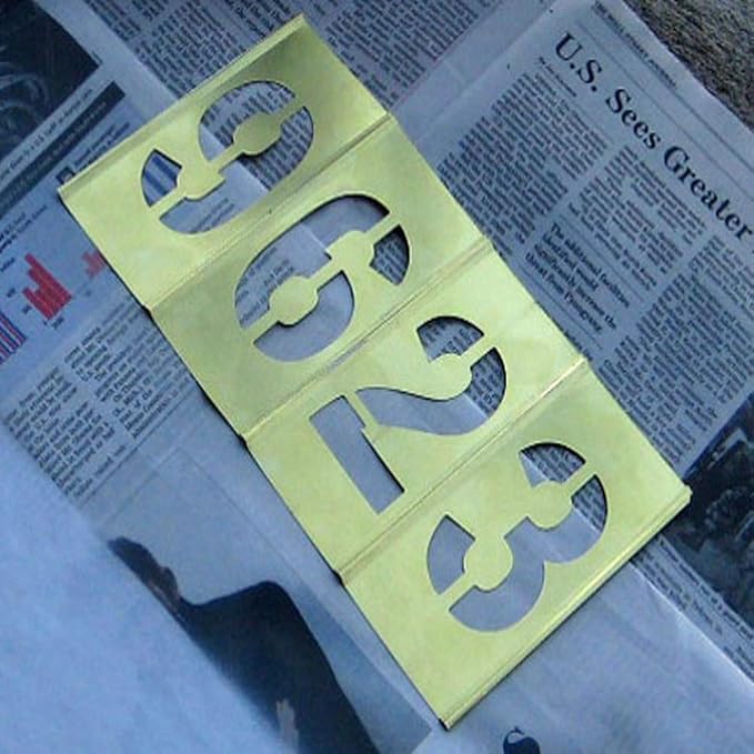 Deezio 3 Inch Brass Number Stencils, Numbers and Punctuations Stencil Kit - 15 Piece Set