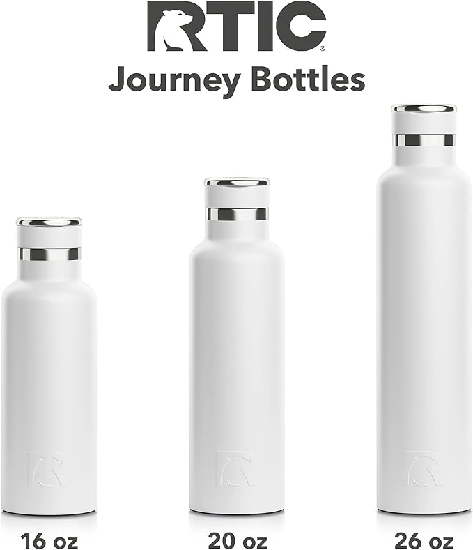 RTIC 26oz Journey Bottle Metal Stainless Steel Vacuum Insulated, BPA Free, Reusable, for Water, Hot and Cold Drinks, Travel, Sports, Camping, White Glitter