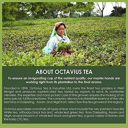 Octavius Assorted Tea Gift Set | 6 Assorted Black & Green Teas | 30 Teabags | Wooden Tea Sampler Pack w/Ornate Floral Design | Pack of 2 | Mothers Day Tea Gift Box