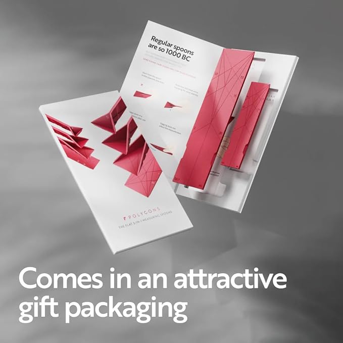 POLYGONS FLAT 3-IN-1 FOLDING MEASURING SPOONS | 2 Spoons with 6 Different Sizes (Maroon)