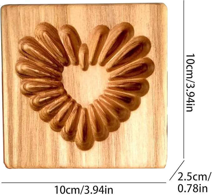 Wooden Cookie Biscuit Mold, 3D Baking Mold, Embossing Craft Decorating Baking Tool, Suitable for Halloween Thanksgiving Christmas Kitchen DIY (Love B 10 * 10 * 2)