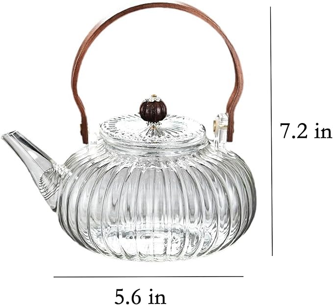 Glass Teapot with Infuser Clear Glass Tea Kettle 30 oz Tea Pot for Stove Top, Loose Tea, Tea Maker Gift