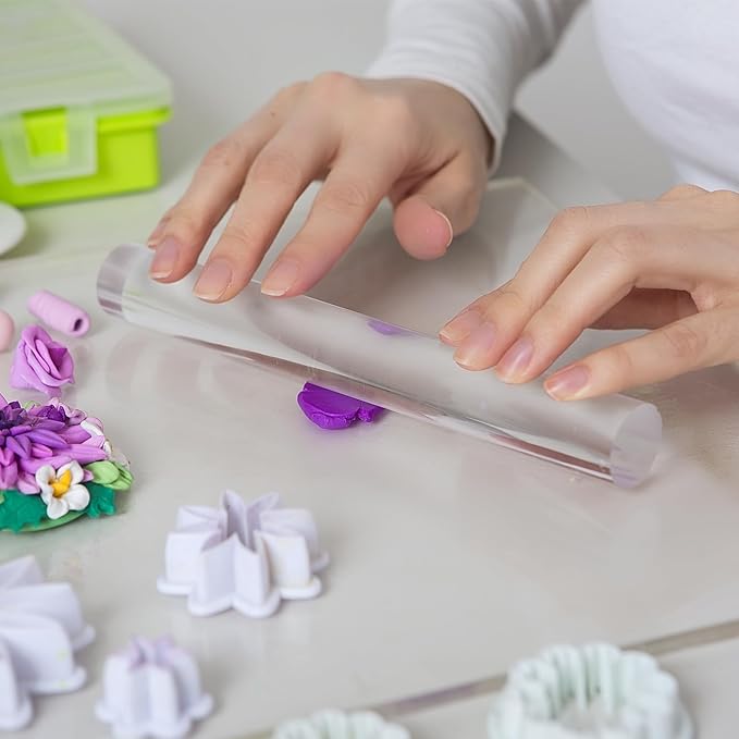 HARFINGTON Acrylic Clay Roller 6 Inch x 1 Inch Solid Non-Stick Plastic Round Tube Roller Polymer Clay Rod Fondant Rolling Pin for Shaping, Sculpting, Modeling DIY Crafts, Blue