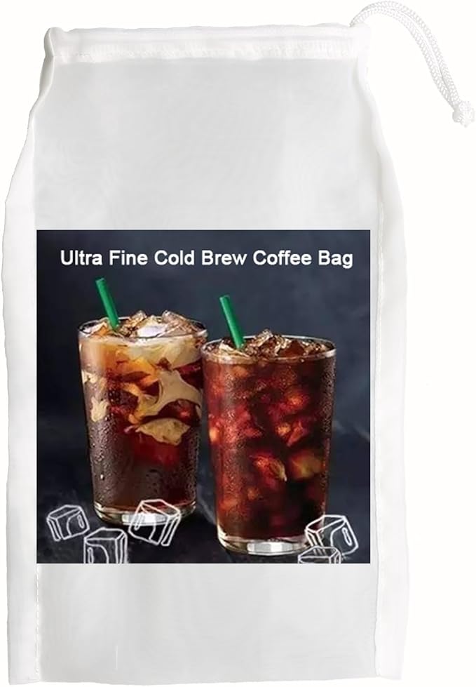 1 Pack Cold Brew Coffee Bag,120 Micro Food Grade Nylon Ultra Fine Mesh, 8.6x5 inch Reusable Cold Brew Coffee Filter with Seamless Bottom, Coffee Maker