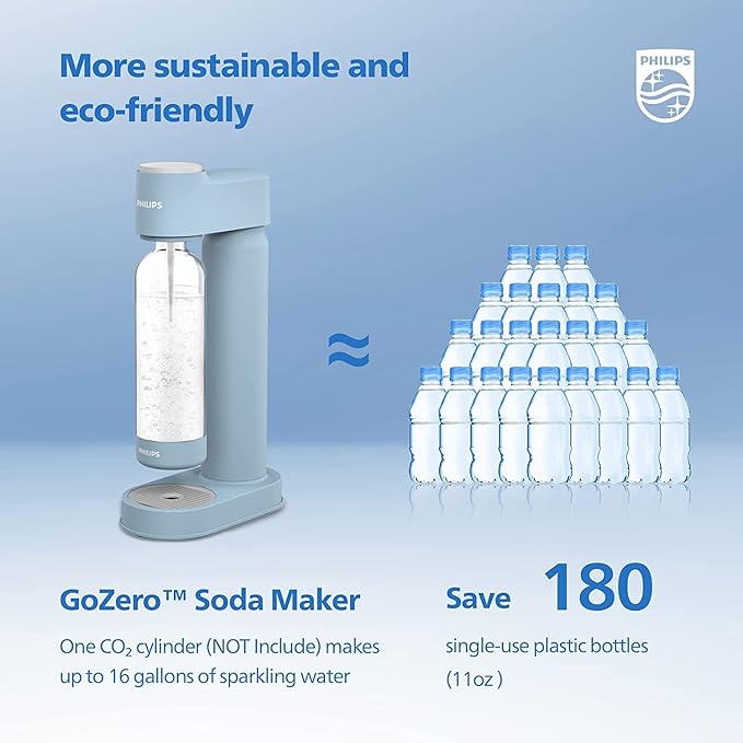 PHILIPS ADD4901BLO/37 Sparkling Water Maker Soda Maker Soda Streaming Machine for Carbonating with 1L Carbonating Bottle, Seltzer Fizzy Water Maker, Compatible with 60L CO2 Carbonator(NOT Included)