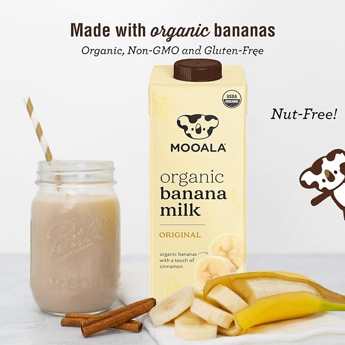 Mooala – Organic Original Bananamilk, 32 FL Oz (Pack of 6) – Shelf-Stable, Non-Dairy, Nut-Free, Gluten-Free, Plant-Based Beverage