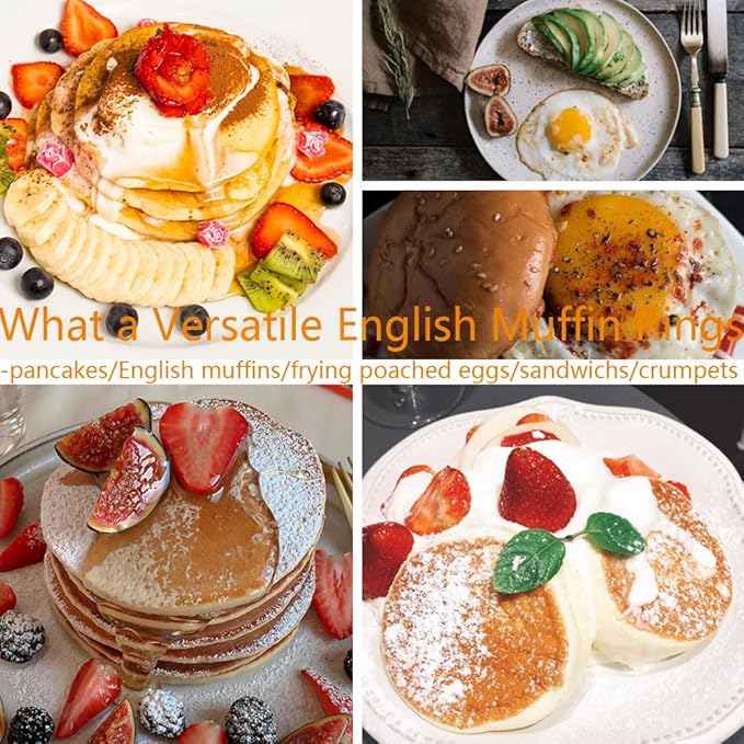 8 Pieces English Muffin Rings Crumpet Rings 3.15 Inch Stainless Steel Double Rolled Tart Ring Nonstick Metal Round Ring Mold for Kitchen Cooking Baking