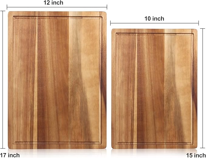 Solid Acacia Wood Cutting Boards for Kitchen Decor Wooden Charcuterie Board Meat Cheese Boards Butcher Block Pizza Bread Serving Board Hardwood Chopping Board Non Toxic Teak Small Cutting Boards