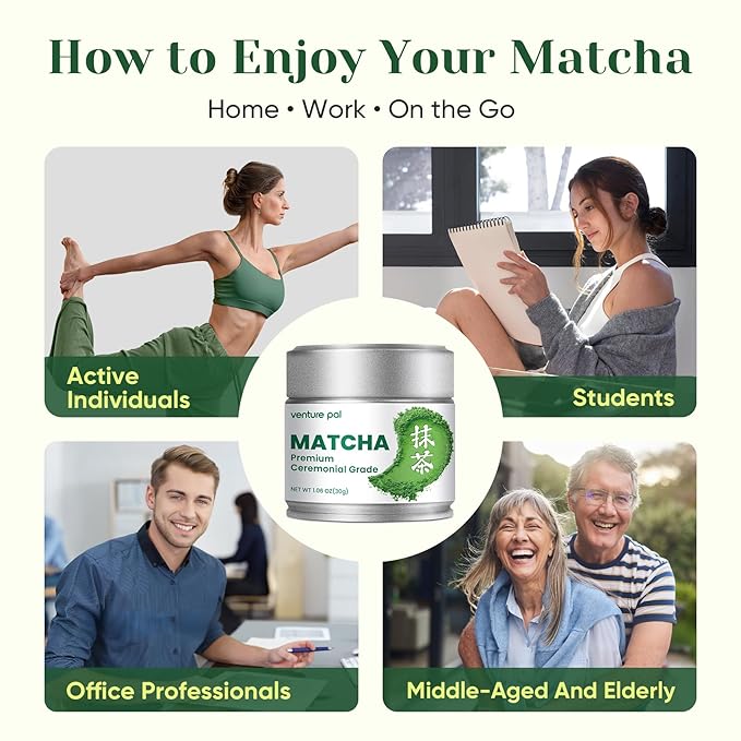 Venture Pal 100% Pure Premium Ceremonial Grade Matcha Powder, First Harvest Green Tea Powder - First Harvest, Vegan, Gluten-Free, No Additives, (30g/1.06oz)