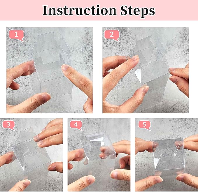 JOERSH 2x2x2 Inches Clear Boxes for Favors with Gift Ribbons, 120 PCS Mini Transparent Cube Wedding Baby Shower Birthday Party Favor Boxes, Small Gifts Display Individual Macaron Box
