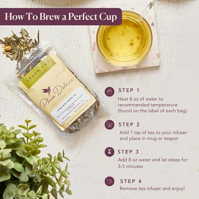 iterary Tea Collection Assorted Tea Gift Set - Hand-Crafted Loose Leaf Teas, Presentation Gift Box with Loose Leaf Steeper Included - Mixed Caffeine - 5 Unique and Flavorful Teas, 75+ Cups