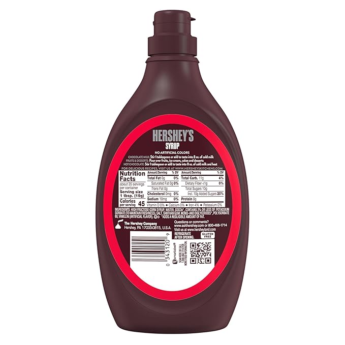 HERSHEY'S Chocolate Syrup Bottle, 24 oz