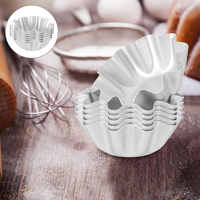 Kichvoe Tart Pan Tart Pan Mini Pie Tins Egg Tart Molds, 6Pcs Mini Pie Pans Cupcake Cake Muffin Cookie Tart Baking for Kitchen Reusable Baking Supplies Brioche Molds Egg Tart Tray Cake Stencils