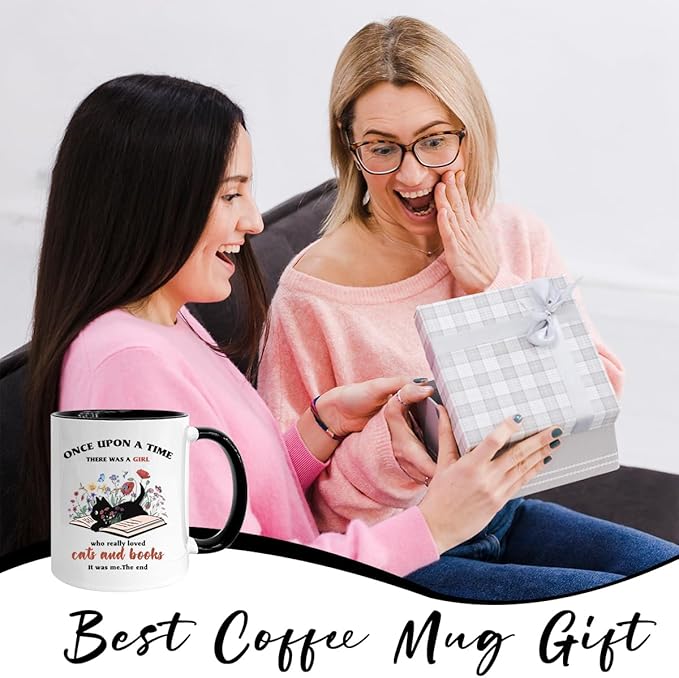 Book Lovers 11oz Coffee Mug, Bookish Gifts for Readers, Christmas Gifts for Book Lovers, Book Club Gifts, Cat Lover Gifts, Gifts for Librarians Her Best Friend