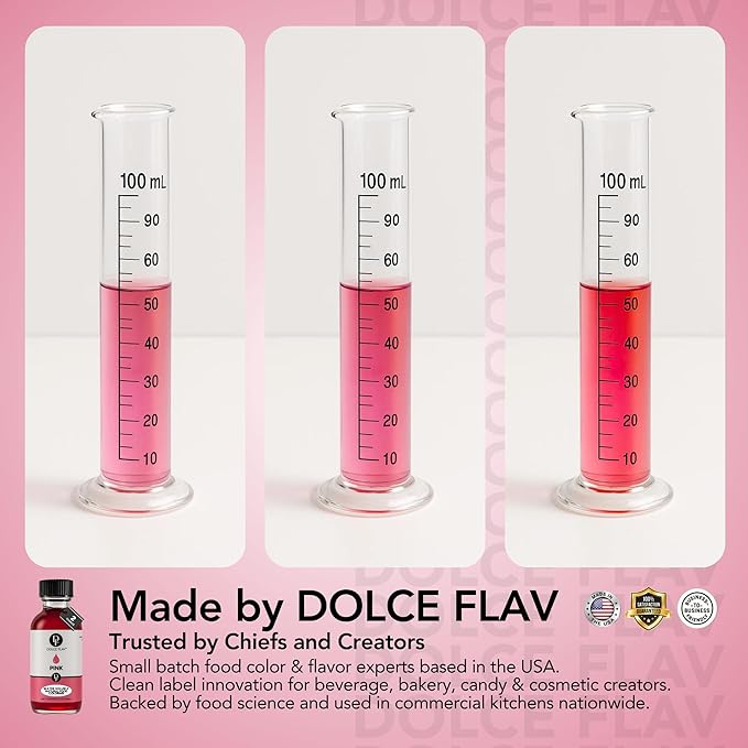 Dolce Flav Natural Pink Food Coloring β 2 oz Plant-Based Color from Beetroot with Graduated Dropper | Water-Soluble Liquid Dye for Baking, Frostings & Drinks | Kosher | Made in USA