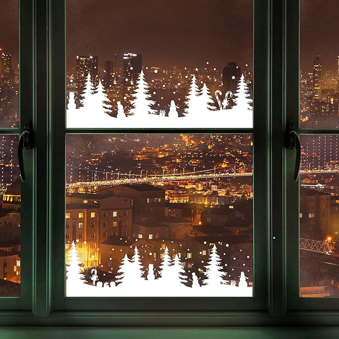 Christmas Stencils for Window Glass Large Christmas Stencil Reusable 53.1” Winter Forest House Village Holiday Drawing Templates for Painting on Window Wall Doormat Glass Wood