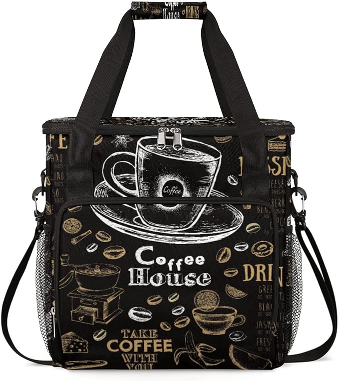 cfpolar Coffee Maker Storage Bag, Waterproof Travel Carrying Storage Tote Bag Organizer Case, Compatible with K-Mini or K-Mini Plus, And Suitable for Other Accessories, With Pockets for K-Cup Pods