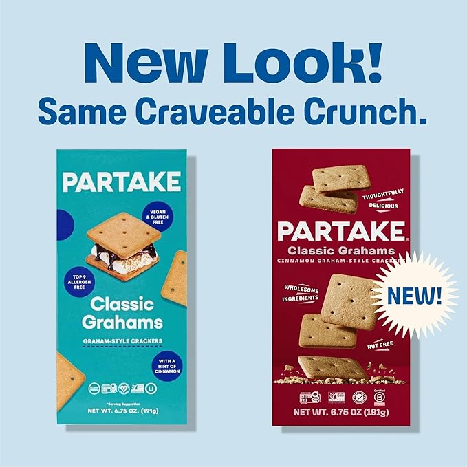 Gluten Free Partake Crunchy Cookies Variety Pack (Chocolate Chip, Ginger Snap, Classic Graham Cracker) - Vegan - Free From the Top 9 Allergens Including Dairy, Wheat, Soy, Eggs, & Peanuts - Non GMO - Safe School & Office Snack (3 Pack, 5.5oz Boxes)