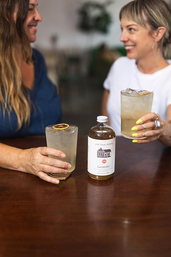 Pink House Alchemy Lavender Simple Syrup β 16oz Pack of 2 β Handcrafted All-Natural Mixer for Coffee, Cocktails, Soda, Lemonade, Tea & Baking β Gluten-Free, Non-GMO, Vegan, Small Batch (LAV 2)
