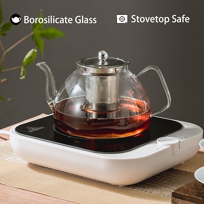 1200 ml/40 oz Glass Teapot with Infuser, Glass Tea Kettle Stovetop,Tea Pot with Infusers for Loose Tea, Tea Maker Gift