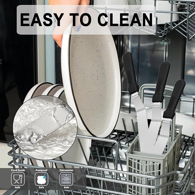 6" Small Angled Icing Spatula, Professional Food Grade Stainless Steel Cake Spatula with Sturdy & Durable Handle, Ideal for Frosting & Decorating Cakes, Baking