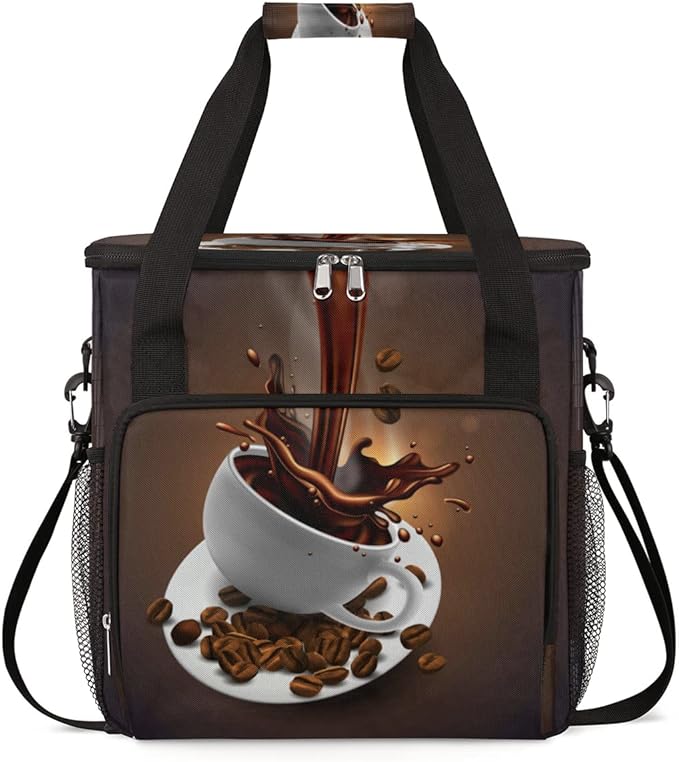 cfpolar Coffee Maker Storage Bag, Waterproof Travel Carrying Storage Tote Bag Organizer Case, Compatible with K-Mini or K-Mini Plus, And Suitable for Other Accessories, With Pockets for K-Cup Pods
