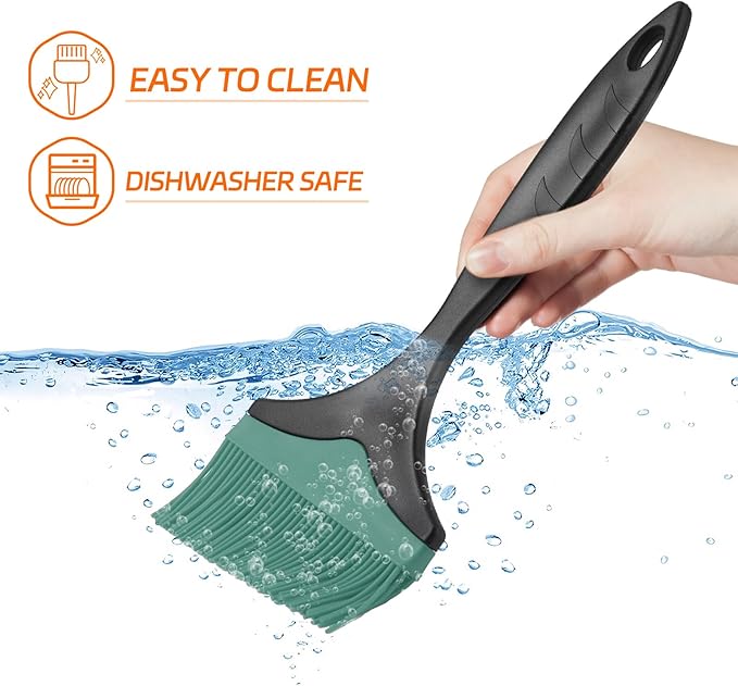 Large Silicone Basting Pastry Brush - 3.95inch Extra Wide Silicone Sauce Brush for Grilling,Heat Resistant Brushes Spread Oil Butter Sauce for Cooking Baking BBQ,Dishwasher Safe(Green 1)
