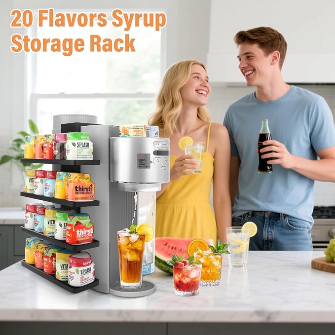 Flavor Pods Holder Compatible With Ninja Thirsti,Side-Mounted 4-tier Flavor Storage Holder Holds 20 Flavore Water Drops,Wooden Organizer for Ninja Thirsti WC1001/WC2002 Soda Maker Drink System