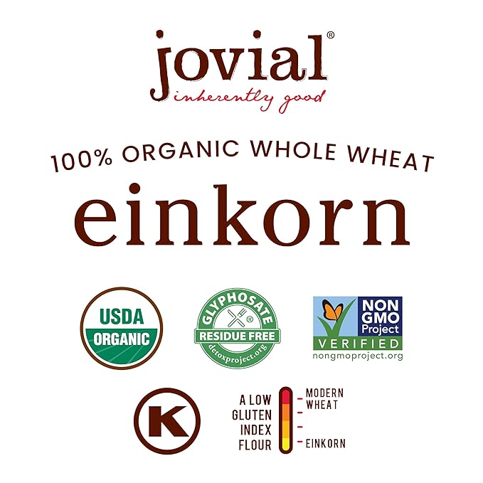 Jovial Organic Einkorn Whole Wheat Flour - Bread Baking Flour for Sourdough, High Protein, Non-GMO, For Organic Pizza & Pasta, European Italian Made, Glyphosate Free - 32 Oz, 4 Pack
