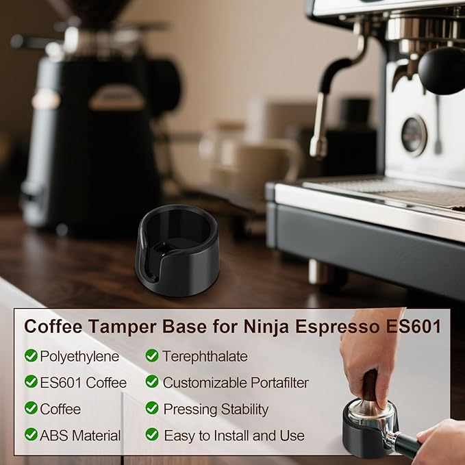 Coffee Tamper Base, Compatible with Ninja Espresso Es601 Anti-Slip Coffee Tamper Base for Ninja Handheld Support Stand Improves Stability Accessories (Black)