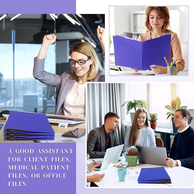 24 Pcs Classification Folders Letter Size, Back to School Supply for Teacher, Student, 2 Dividers Pressboard File Folder Bulk with Fasteners, 3.5 Inch Expanding File Organizer(Purple)