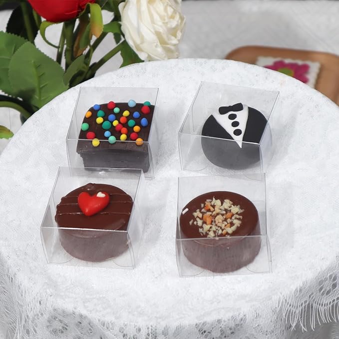 JCXGRVCK 150Pack 2.17x2.17x1.38 Inch Single Macaron Boxes Gift Boxes for Treat,Chocolate Covered Ore,Brownie,Candy,Wedding Bridal Shower Birthday Party Favor