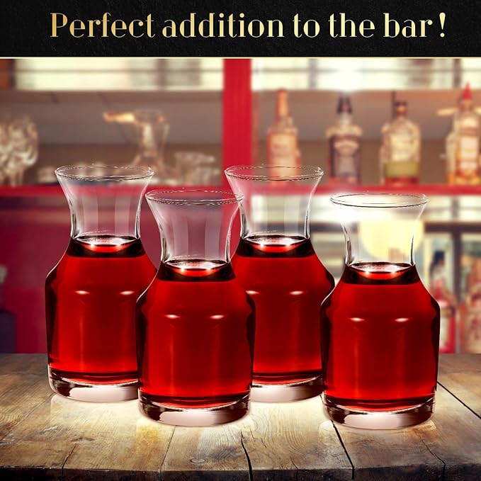 24 Pack Single Serving Wine Carafe Glass Small Mini Carafe Individual Wine Refill Decanter for Dinner Parties Tastings Bars Restaurants (6.5 oz)