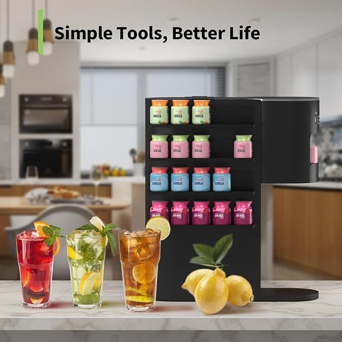 Flavor Storage Holder Compatible With Ninja Thirsti , Side-mounted 4-tier flavore water drops organiser, space-saving design, easy to access,Holds 20 Flavore Water Drops